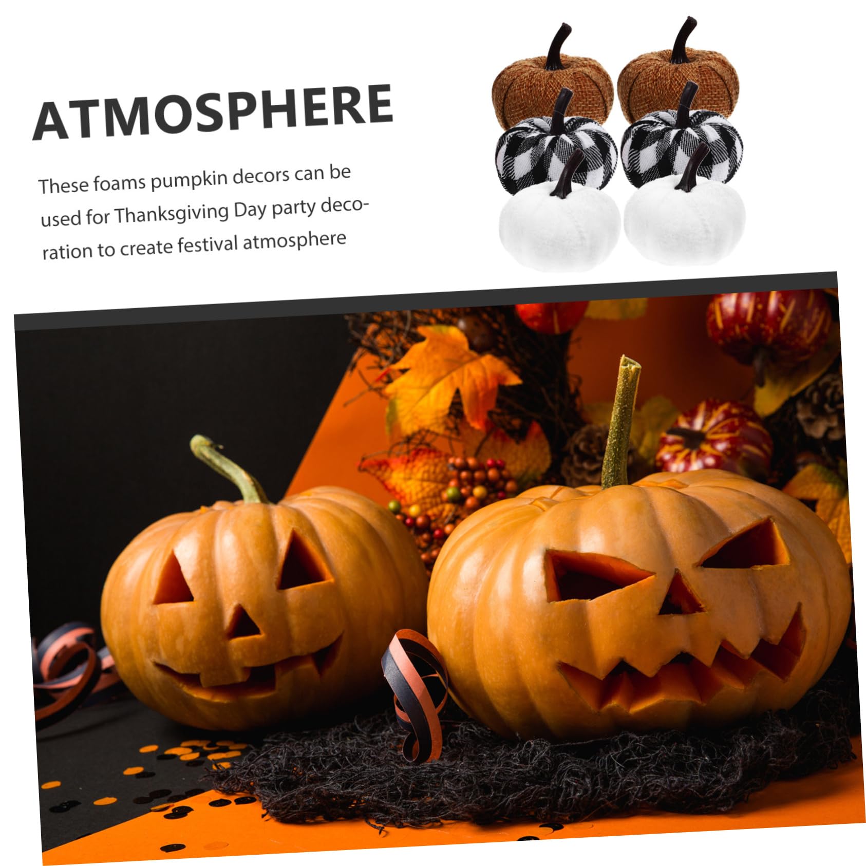 Didiseaon 5 Set Decorazione Di Zucca in Tessuto Simulato Luce Di Zucca Decorazioni Dell'albero Di Halloween Zucche in Tessuto Espanso Zucche Del Ringraziamento Stoffa 6 Pezzi*5