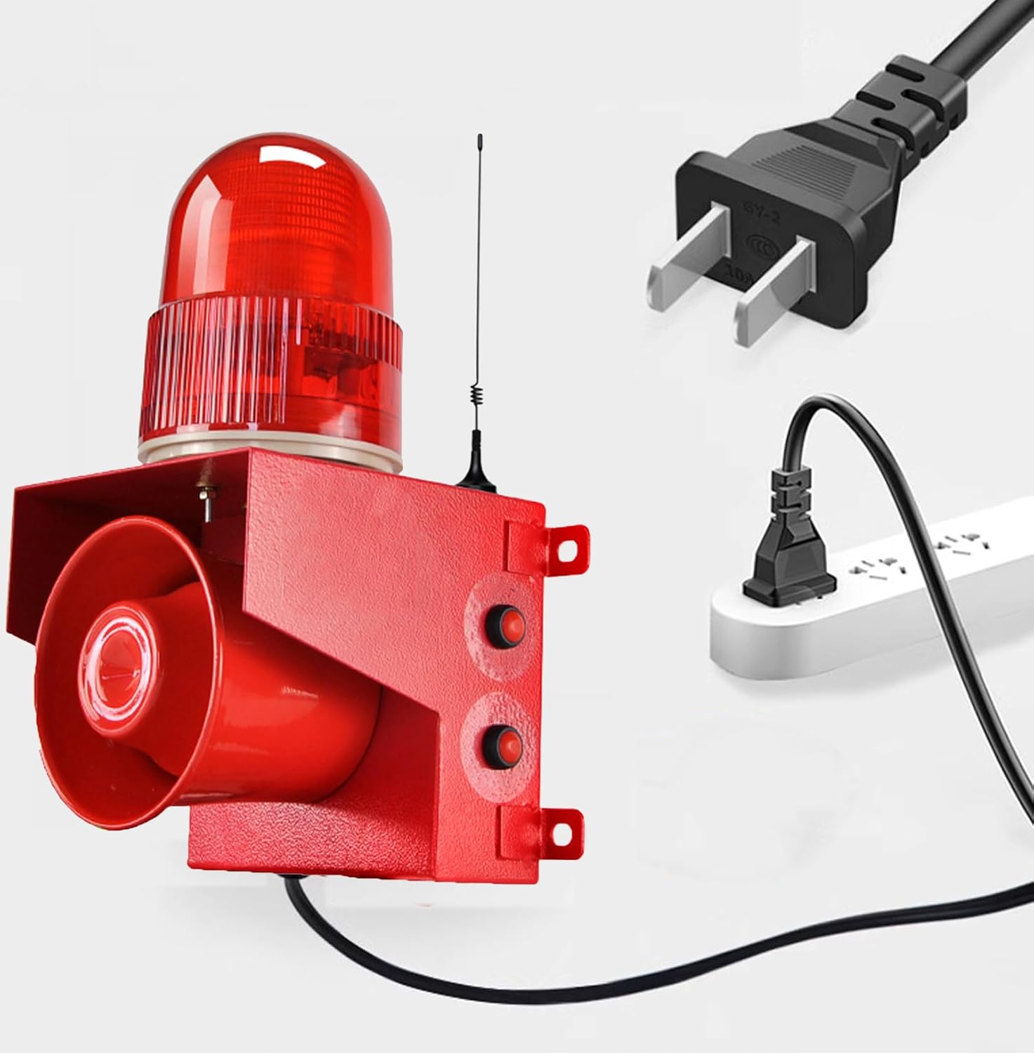 1.24 Mile Remote Control Outdoor Alarm Siren Waterproof Adjustable Volume Tone Emergency Siren 120dB Horn with Plug AC110V-120V
