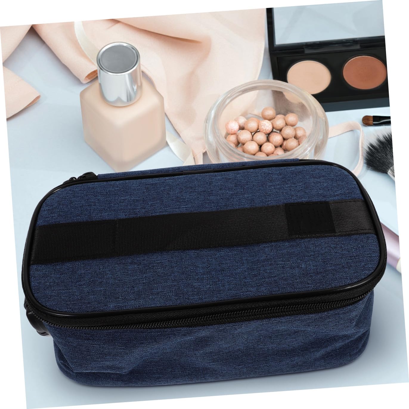 Borsa da Viaggio Portatile con Scomparti Multipli Organizer Cosmetico e Beauty Case per Donna Trousse da Toilette con Cerniera per Viaggi e Bagagli Blu