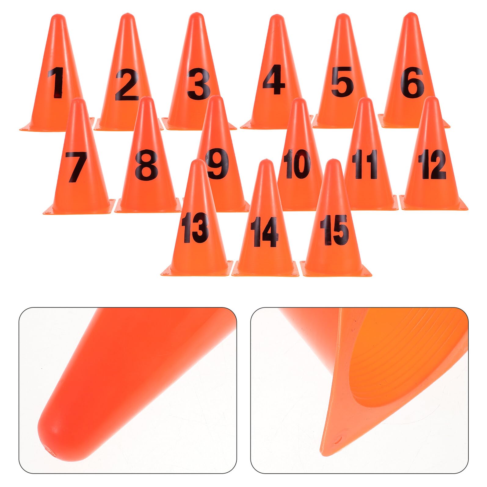 DOITOOL Coni Numerati in Plastica Morbida 15 Pezzi da 23 Cm per Allenamento Calcio e Basket, Indicatori di velocità Compatti per Esercizi Indoor e Outdoor, Attrezzatura Sportiva