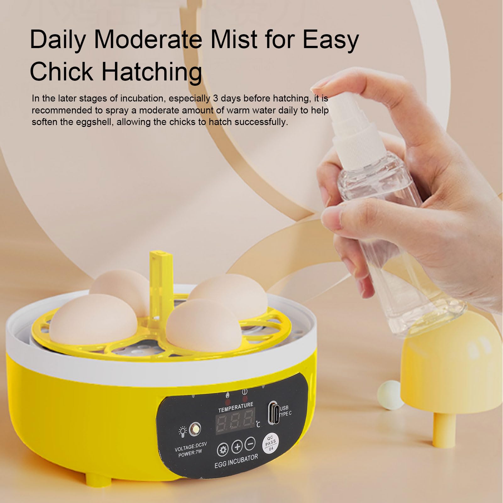 Buachois Incubatrice per uova da cova, tornitore automatico per uova con controllo dell'umidità della temperatura, mini design portatile per uova di pollo, anatra, uccelli, casa, scuola, uso educativo