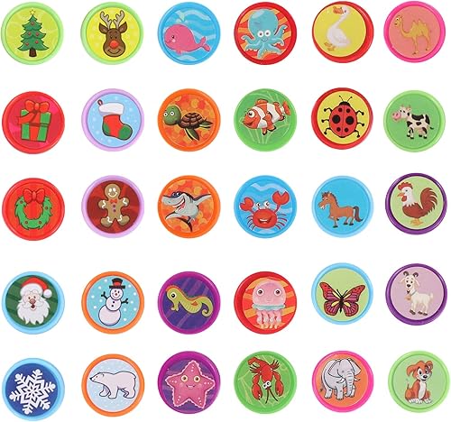 Miniatura 9 de EXCEART 30 sellos de Navidad de plástico, Papá Noel, muñeco de nieve, animales marinos, autotinta, sellos navideños de regalo estacionario para