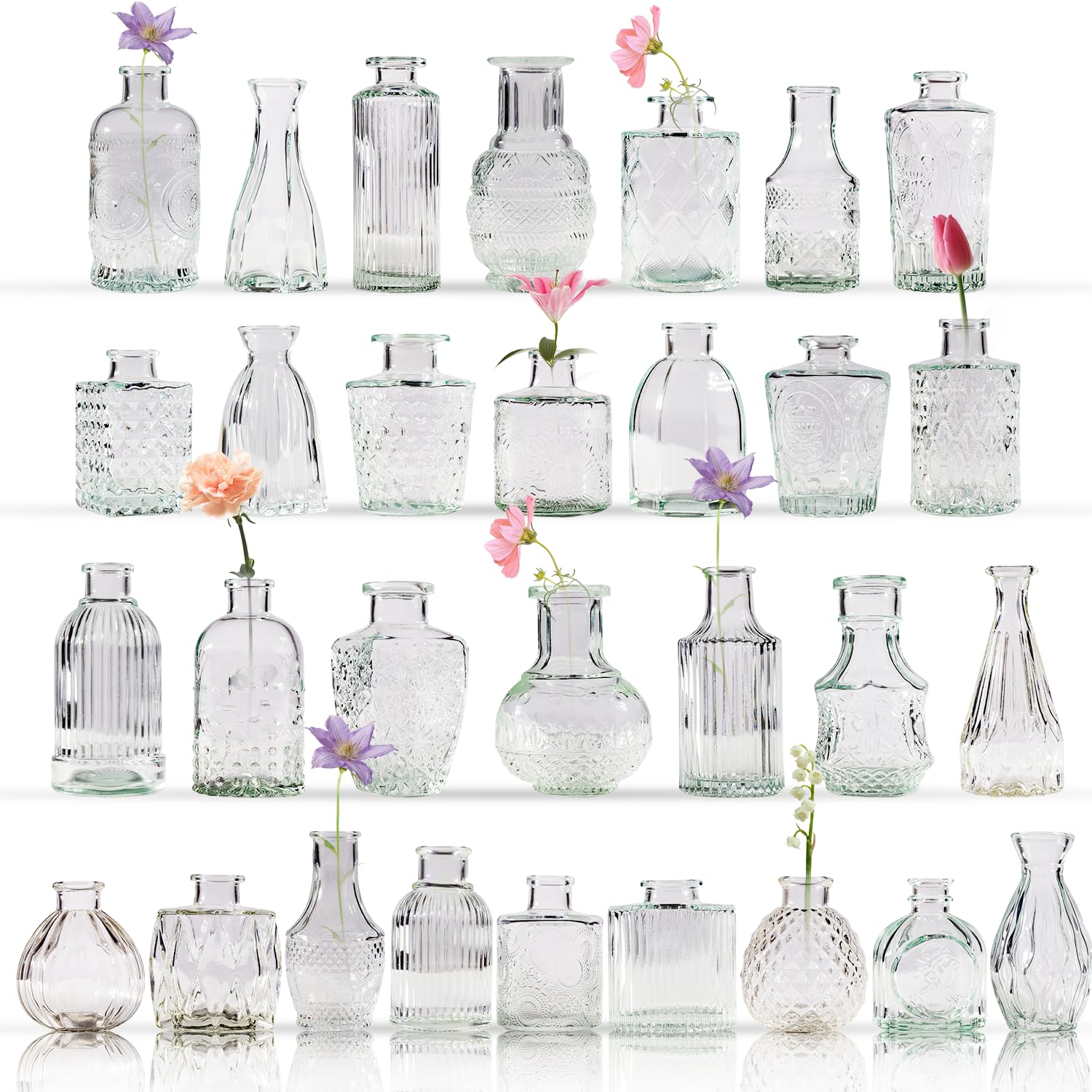 Photo 1 of Yabool 80 Pcs Bud Vase Set, Vases for Centerpieces, Cute Glass Bud Vases in Bulk, Small Vases for Flowers, Clear Vase Set for Wedding Decorations, Home Table Flower Décor