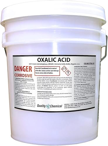 Ácido oxálico – 99.6% – 40 libras PAIL (C2H2O4) – Limpieza de metales – Eliminación de óxido, blanqueamiento de madera y quitamanchas y mucho más