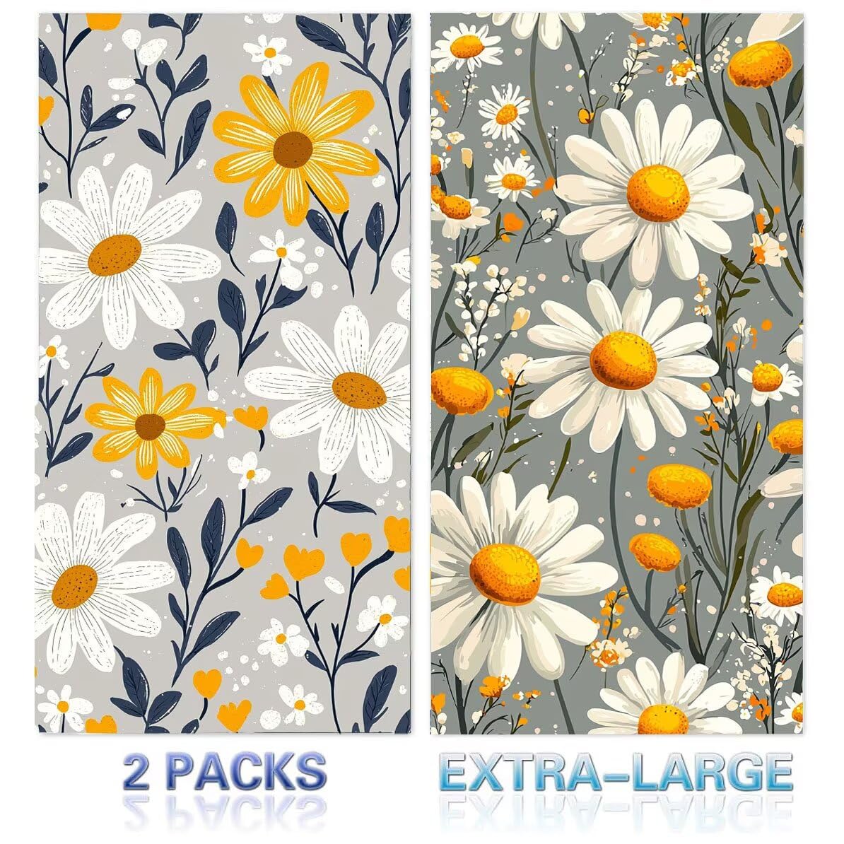 Strandtuch XXL, Mikrofaser Handtuch 2er Set 100 x 200 cm Groß Badetuch, Daisies Blumen Strandtuch Schnell Trocknendes, Sandbeständig, Summer Must Haves, Saunahandtuch Herren, Geschenke für Frauen C195