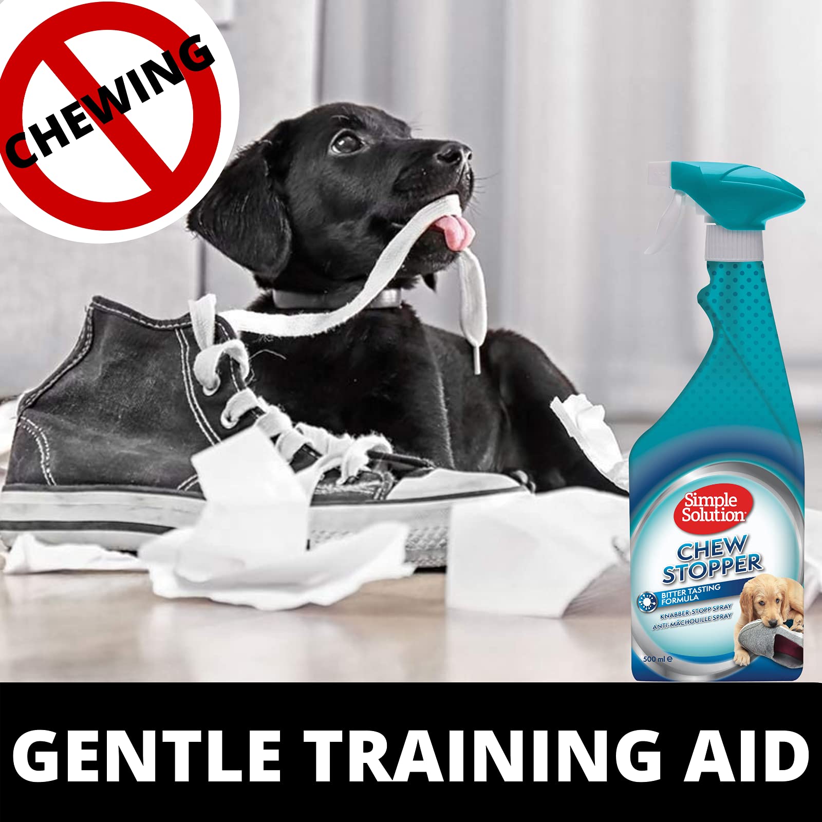 Simple Solution Fast Acting Chew Stopper Spray for Dogs Bitter Taste Anti Chew Formula Helps Prevent Furniture Damage by Chewing Nibbling and Licking Safe Training Aid for Pets 500 ml 3
