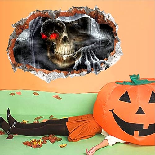 Miniatura 5 de Lamkidle Calcomanías de pared de terror de Halloween, calcomanía de garra de fantasma, calcomanía 3D de romper paredes y calaveras, decoración
