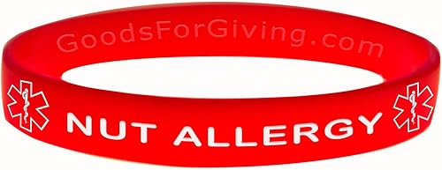 Miniatura 6 de Pulseras y paquetes combinados de pulseras de identificación alérgica a nueces, 5 colores, 4 tamaños, negro, azul, verde, rojo, morado, Silicona, No