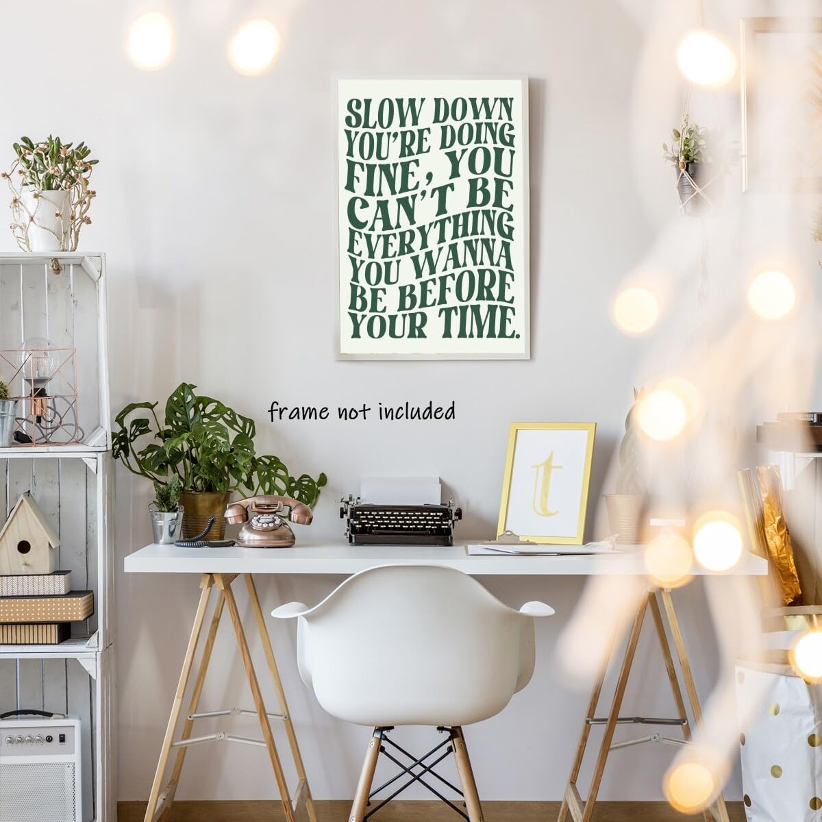 Disco Fun: Bold Lyrics, Slow Down Reminder, Green Canvas Showdown… Uplifting 12x16 Art Decor