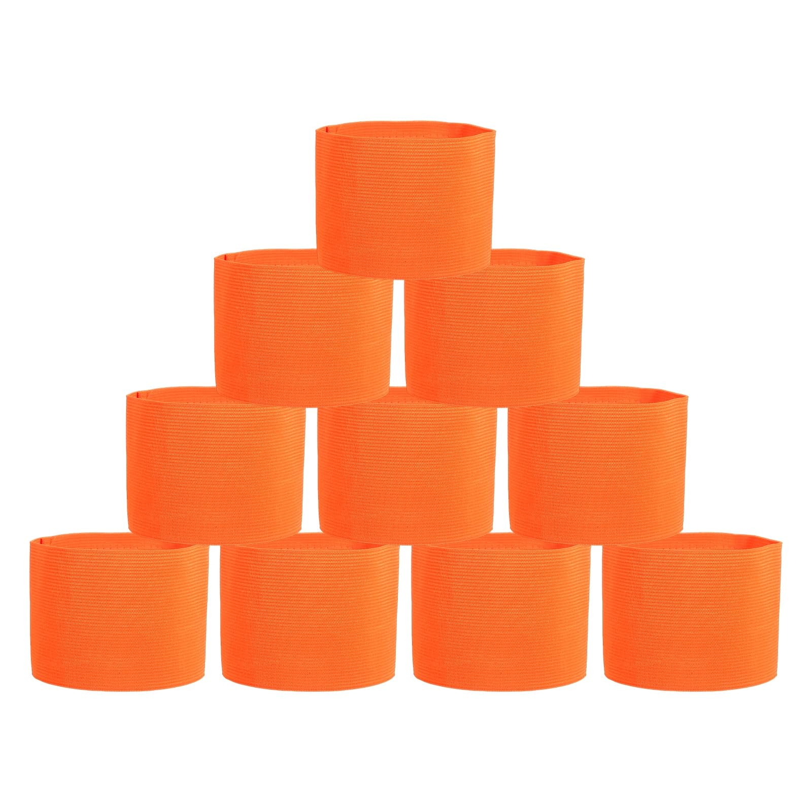 YELARXI Captain Armbands, Adjustable Leader Arm Band for Soccer Elastic Team Sport Arm Band 10Pcs & Orange - Fitting for (Youth Adult Football/Volleyball/Rugby)