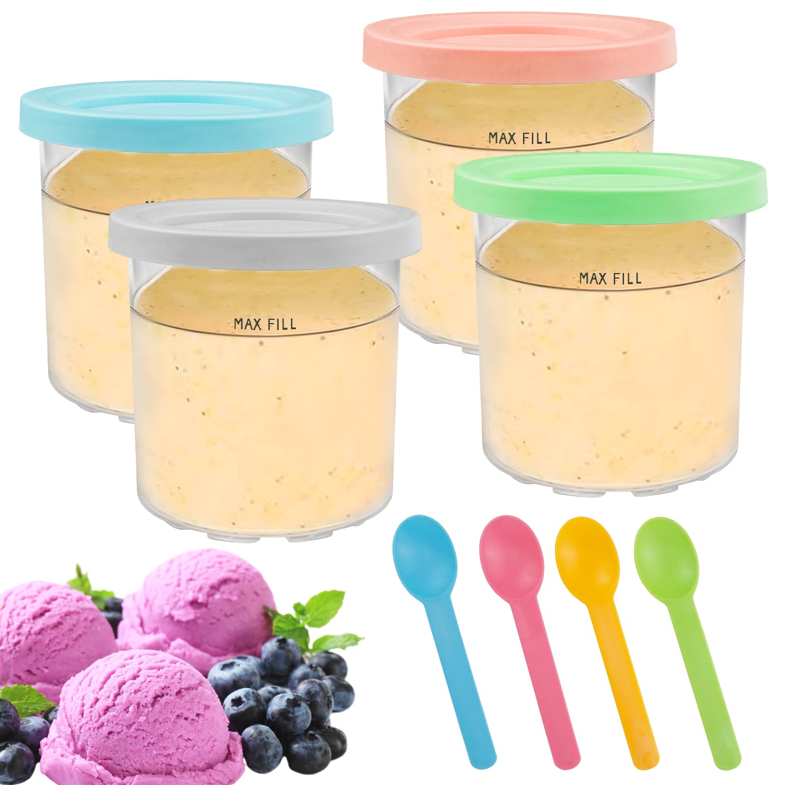 Set 4 Contenitori Per Gelato Ninja Creami - Con Coperchi E Cucchiai