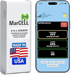 MarCELL Cellular Temperature, Humidity & Power Monitor (Verizon) - Made in The USA - RVs, Pet Safety Monitoring, Second Home Monitoring, Greenhouse Monitoring,- 24/7 Monitoring & Instant Alerts