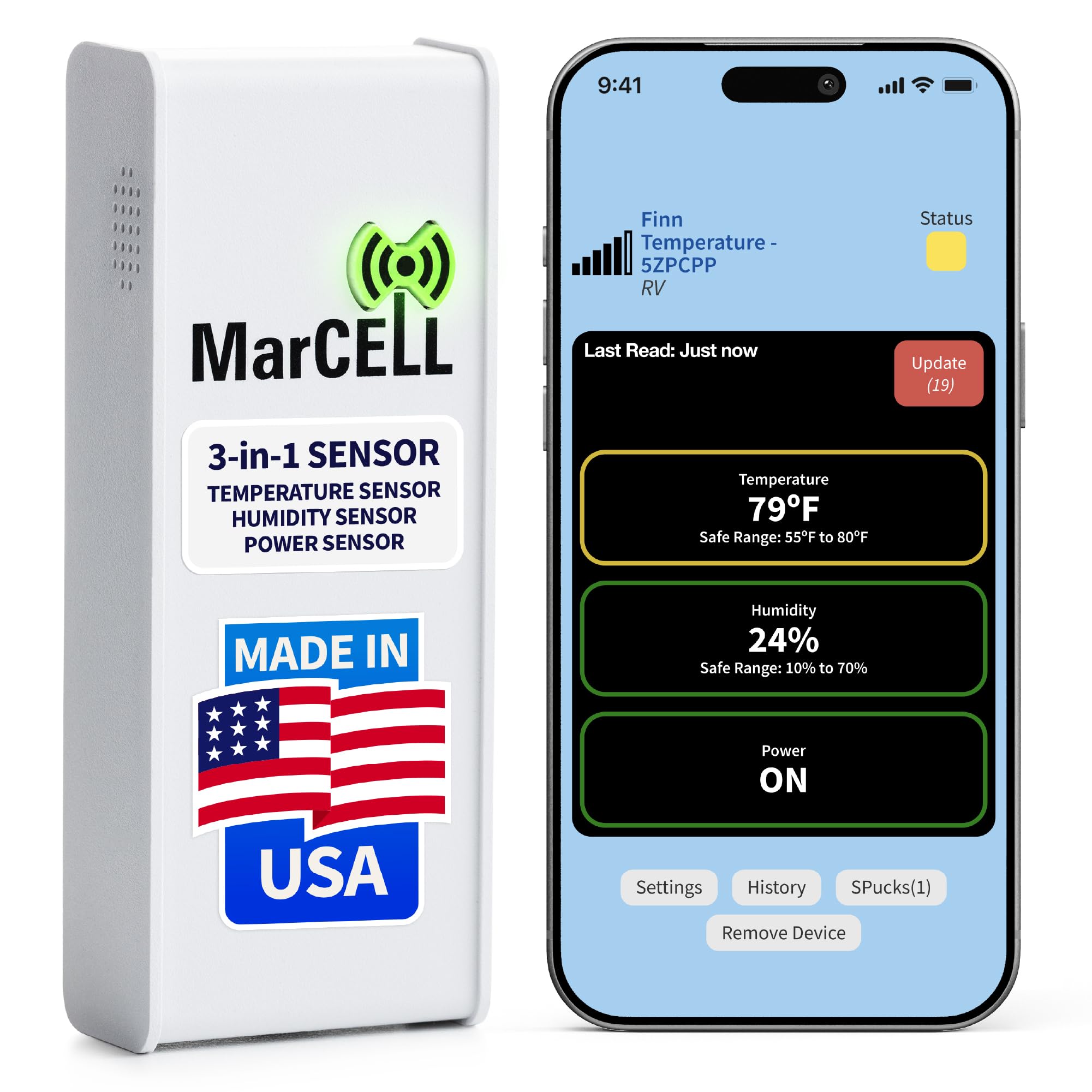 MarCELL Cellular Temperature, Humidity & Power Monitor