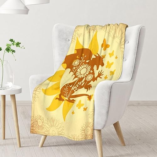 Miniatura 2 de Manta de dragón manta de dragón con girasol manta de decoración para sofá cama sofá 60 x 50 pulgadas
