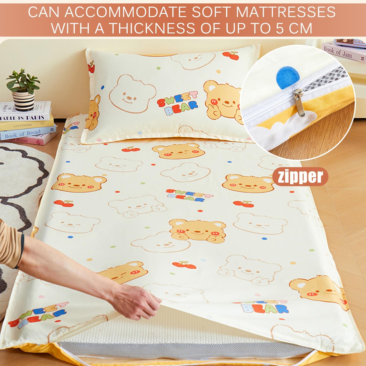 F,80x190cm,LDLCYCN 100% Cotton Futon Mattress Cover with Zipper Full Wrap Traditional Floor Mattress Cover for Dust Protection Mattress Soft Sleeping Mat Protective Cover Washable