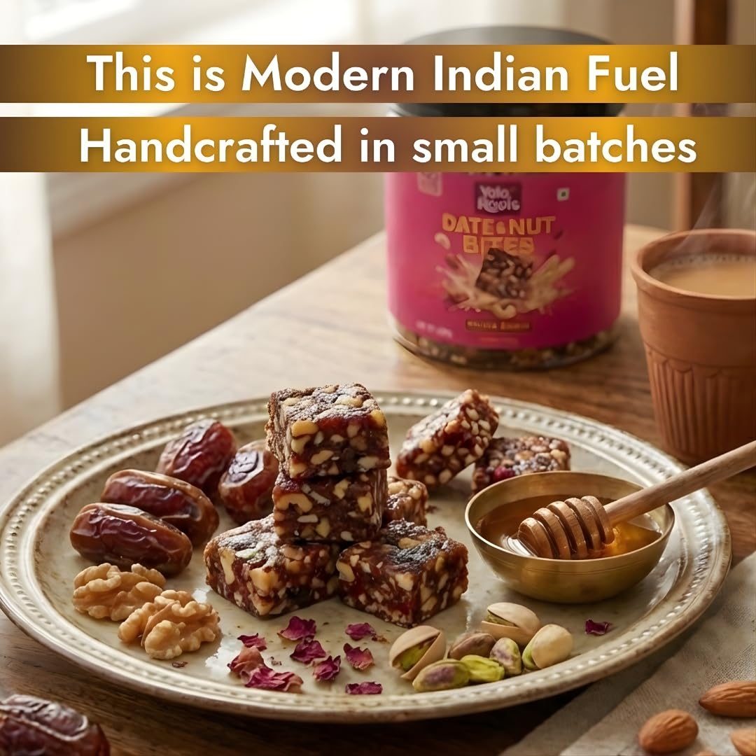 Yolo Roots Date & Nut Bites | Premium Dry Fruit Bites with Dates, Almonds, Cashews, Pista, Honey, Desi Ghee | Indian Sweet without refined sugar | Guilt Free Sweet (200gm-10, Mawa Rabdi) 3