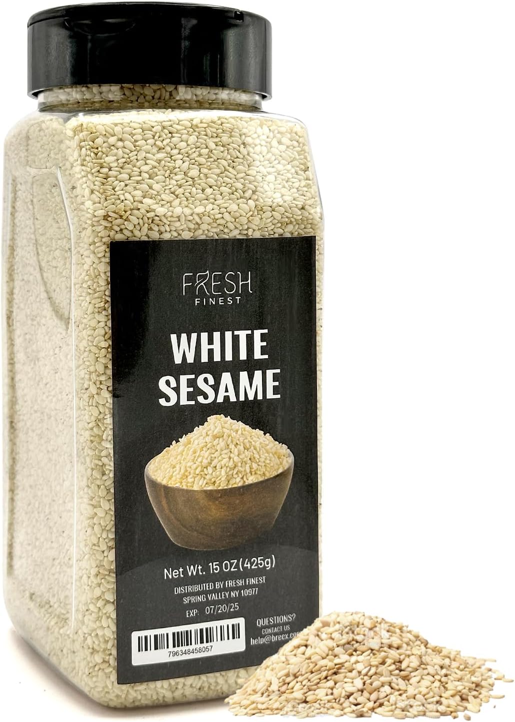 Fresh Finest Hulled White Sesame Seeds, 15oz (425G), Premium Quality