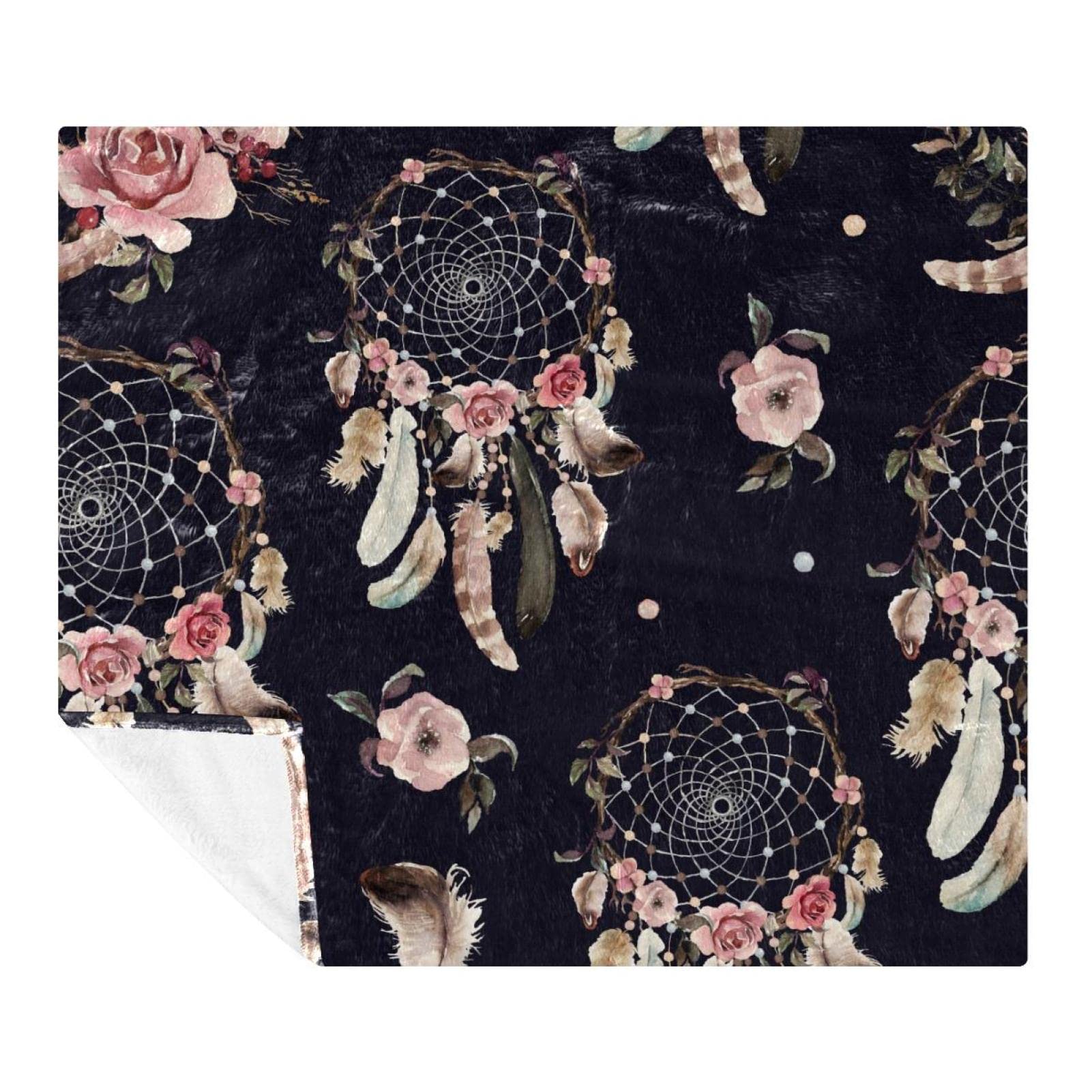 Couverture polaire douce motifs attrape-rêves finitions haut de gamme