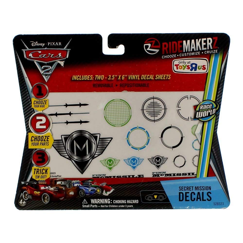 RIDEMAKERZ Disney Pixar Cars 2 Secret Mission Sticker Decals