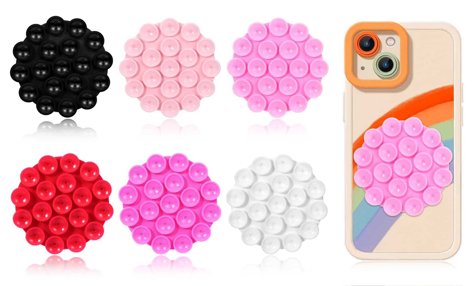 Momowin 4 Pezzi Ventosa per Telefono, Supporto per Cellulare a Ventosa, Cover Ventosa, Silicone Ventose per Telefono, Può Essere Utilizzato per Guardare Video, Selfie