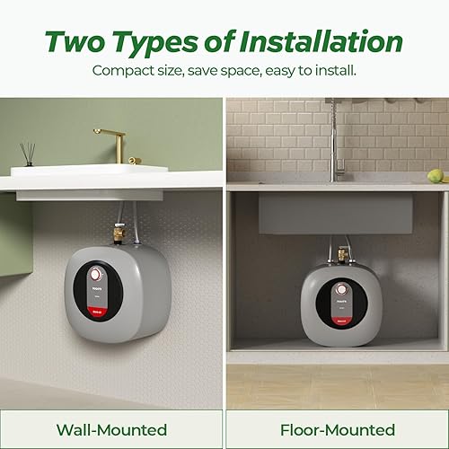 Miniatura 2 de FOGATTI Calentador de agua eléctrico de mini tanque, punto de uso de 4.0 galones para agua caliente instantánea, 1440 W, 120 V, estante, debajo del