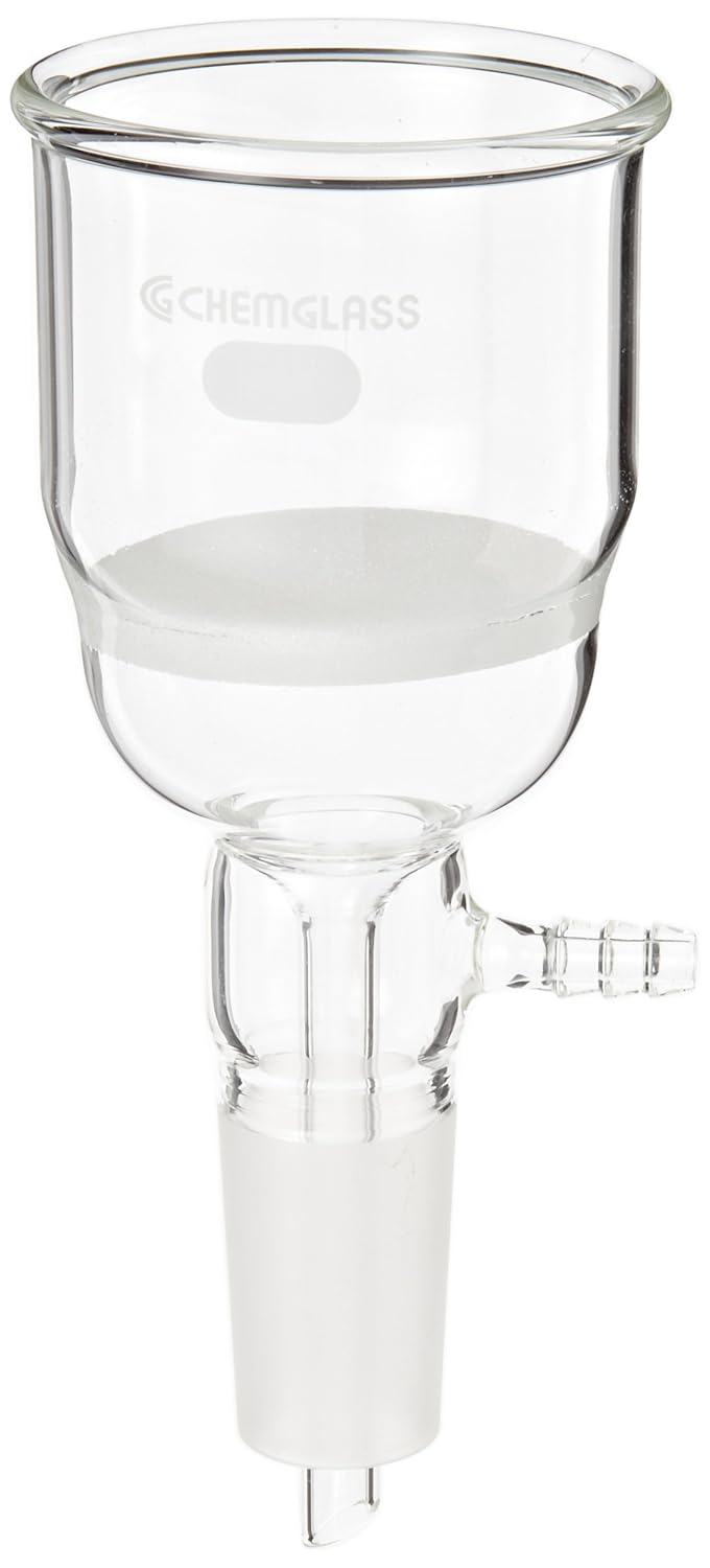 Chemglass CG-1406-21 Glass Buchner Filtering Funnel with Coarse Frit, 150mL Capacity, 29/42 Lower Vacuum Assembly