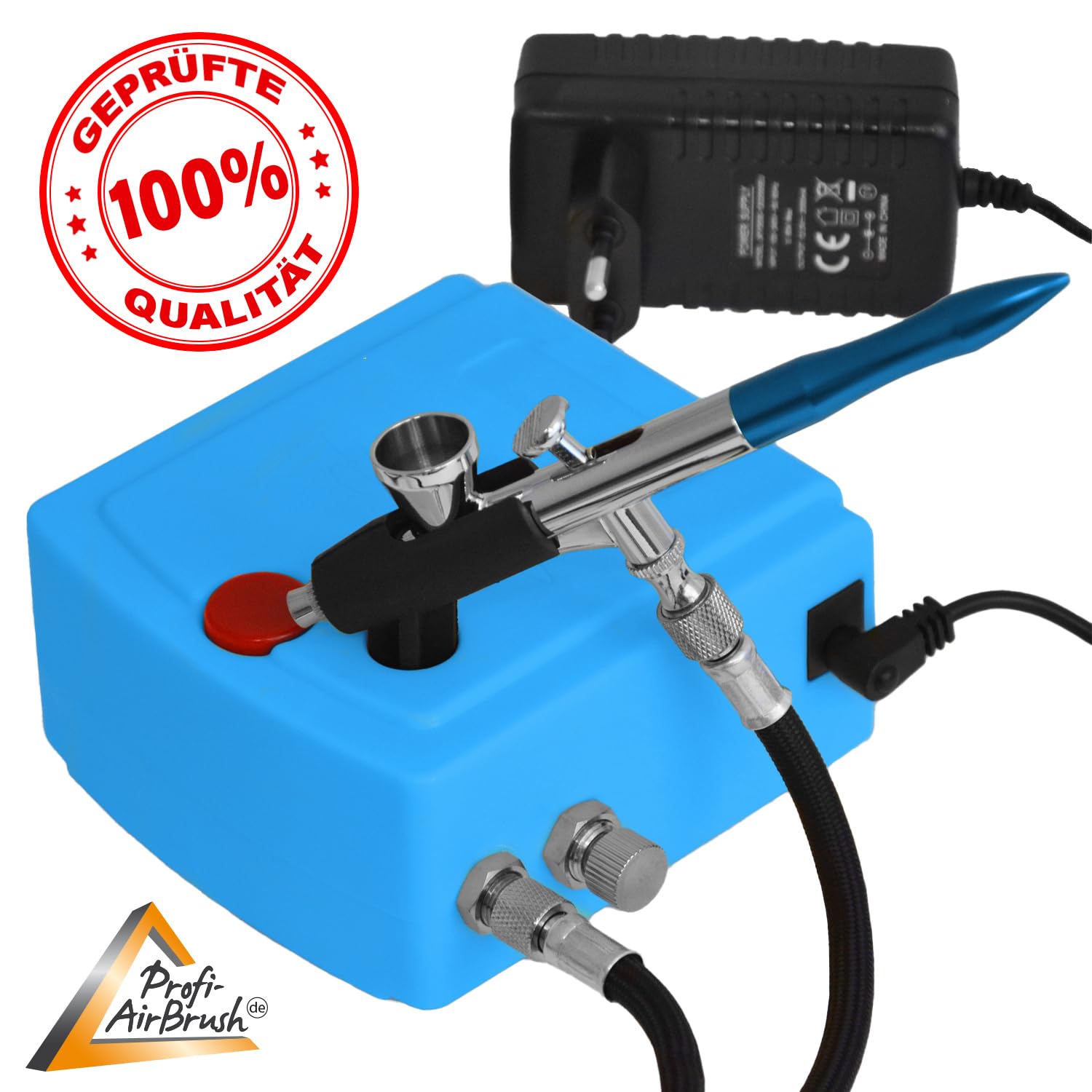 KIT AEROGRAFO CON COLORI AEROGRAFO CON COMPRESSORE con KIT di 6 COLORI PER AEROGRAFO Aerografo tatuaggi, Aerografo Body painting, PISTOLA AEROGRAFO ad azione singola (AGO/UGELLO da 0,3mm) Carry I