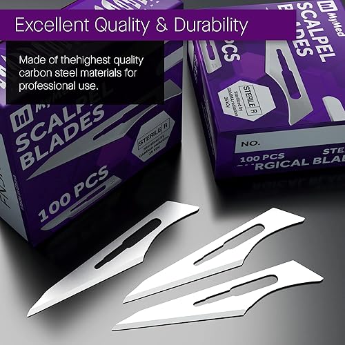 Miniatura 6 de Paquete de 100 cuchillas quirúrgicas desechables, 11, tamaño 11, cuchillas de bisturí para cuchillo quirúrgico, herramienta de dermaplaning para