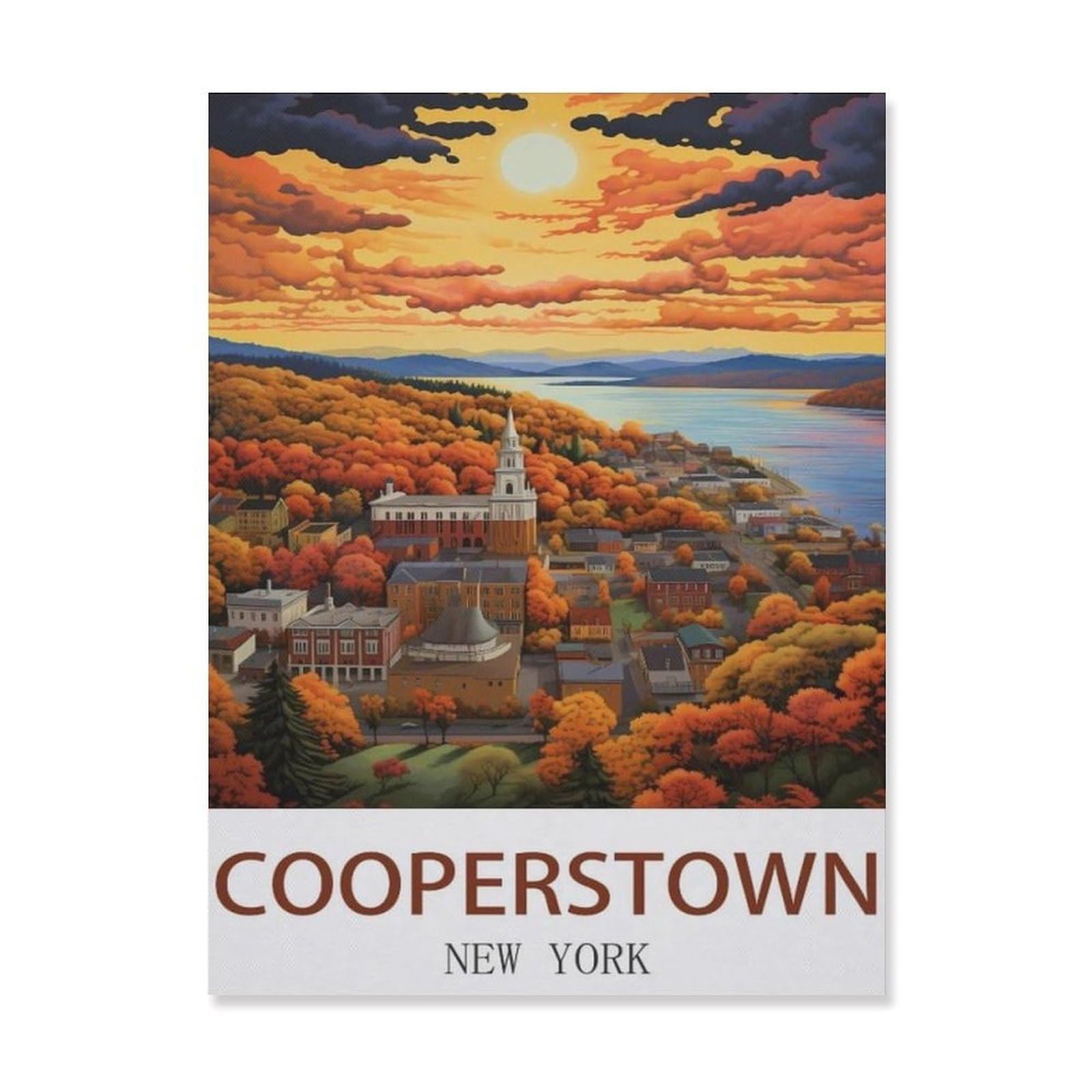 Funny Metal Tin Sign Wall Decor，Cooperstown New York(30x40cm）