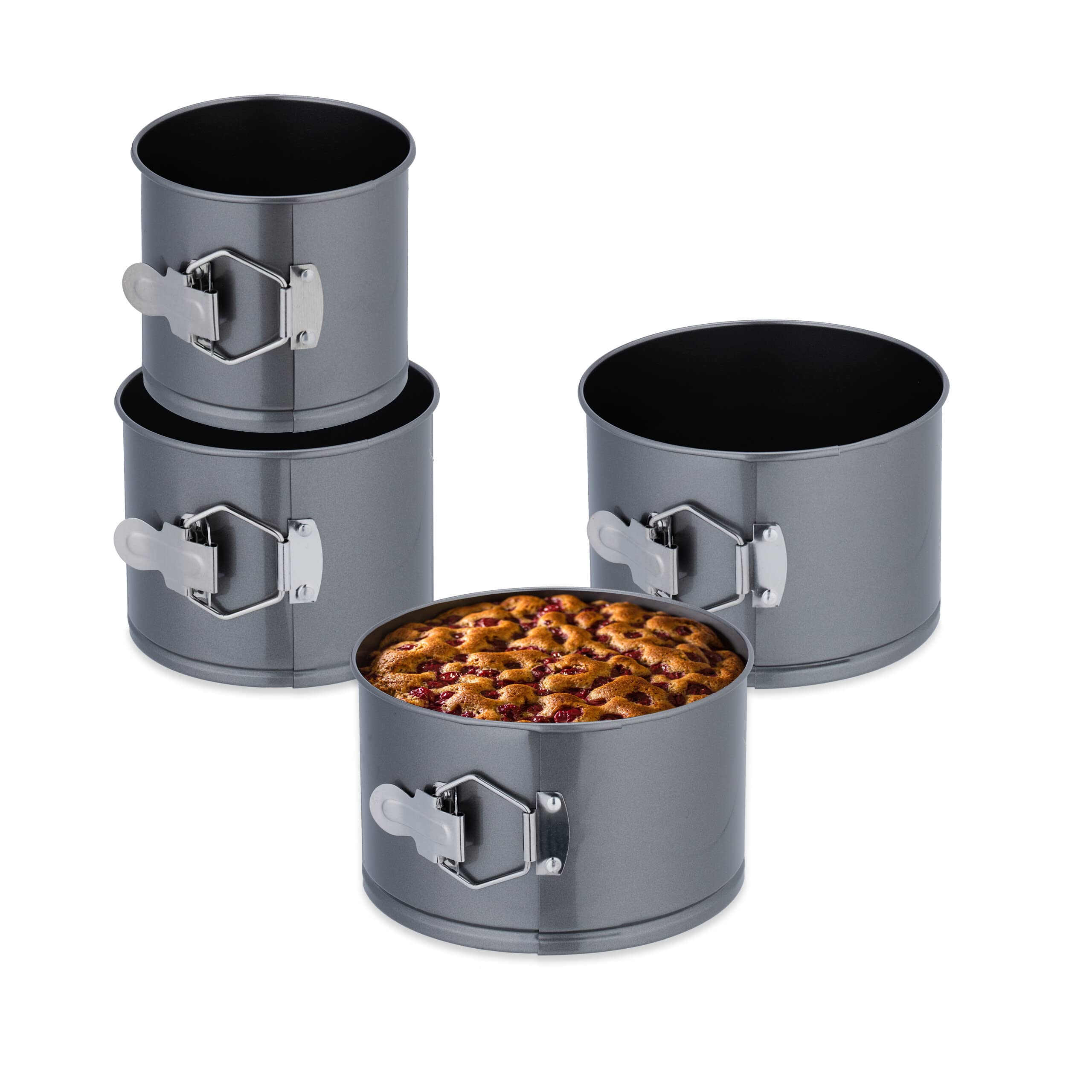 Relaxdays Springform Set 4-teilig - Quadratische Backformen 18-28 Cm Mit Antihaft