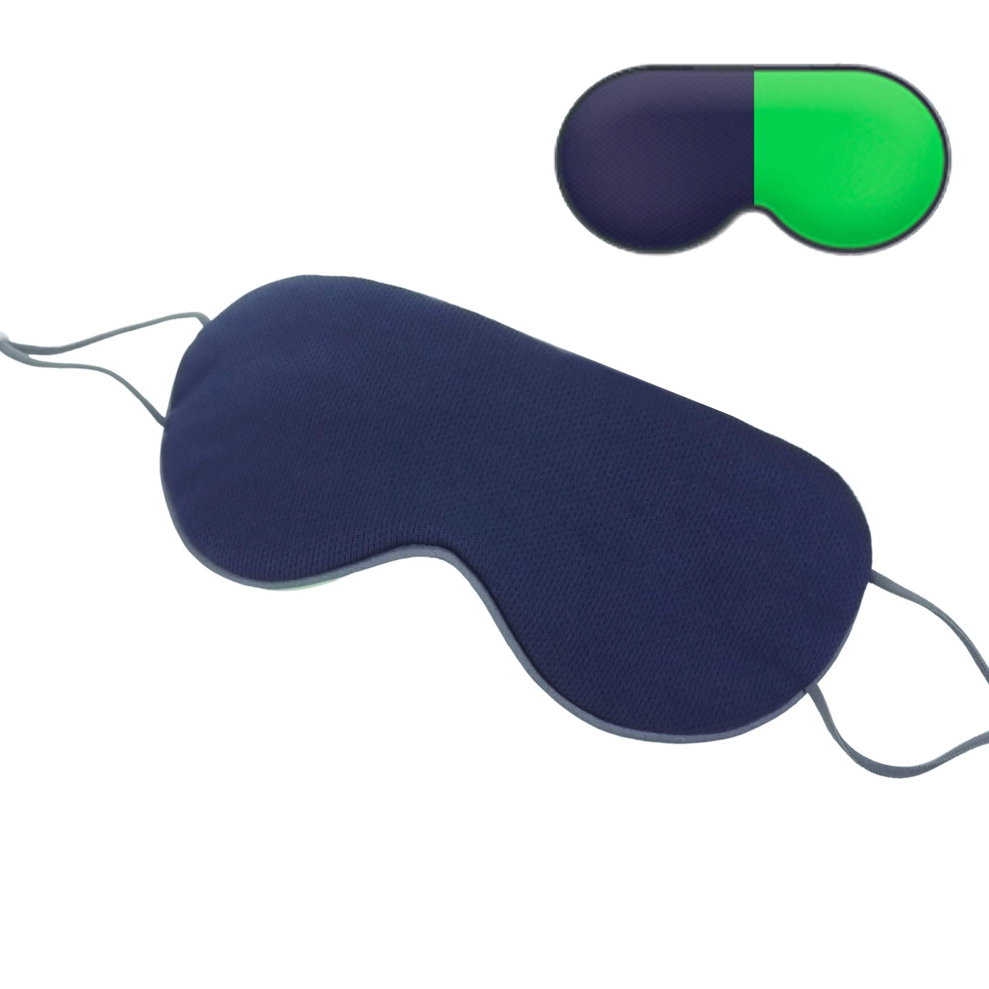 Sleep Mask, DMaos Sleep Aid Super Soft Air Eyes Pillow, Milk Silk and Warm Cloth Sides, Adjustable Slip Hold Strap to Ears - Navy + Green