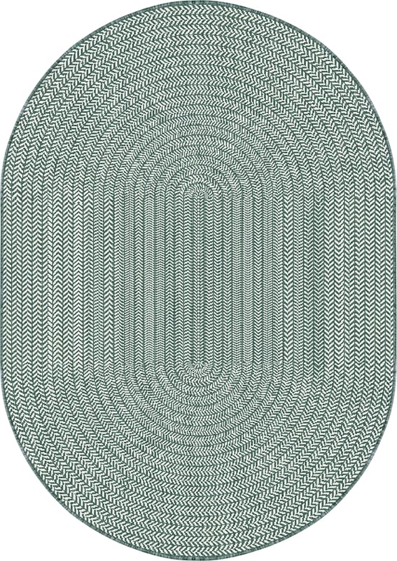 SrS Rugs® Luna Collection, Outside Rugs, Round & Oval Shape, with Soft Woven 2mm Pile. Contemporary Borders Design. 7 Colours, 9 Sizes (Green Woven, 160cm x 230cm Oval) — image 1