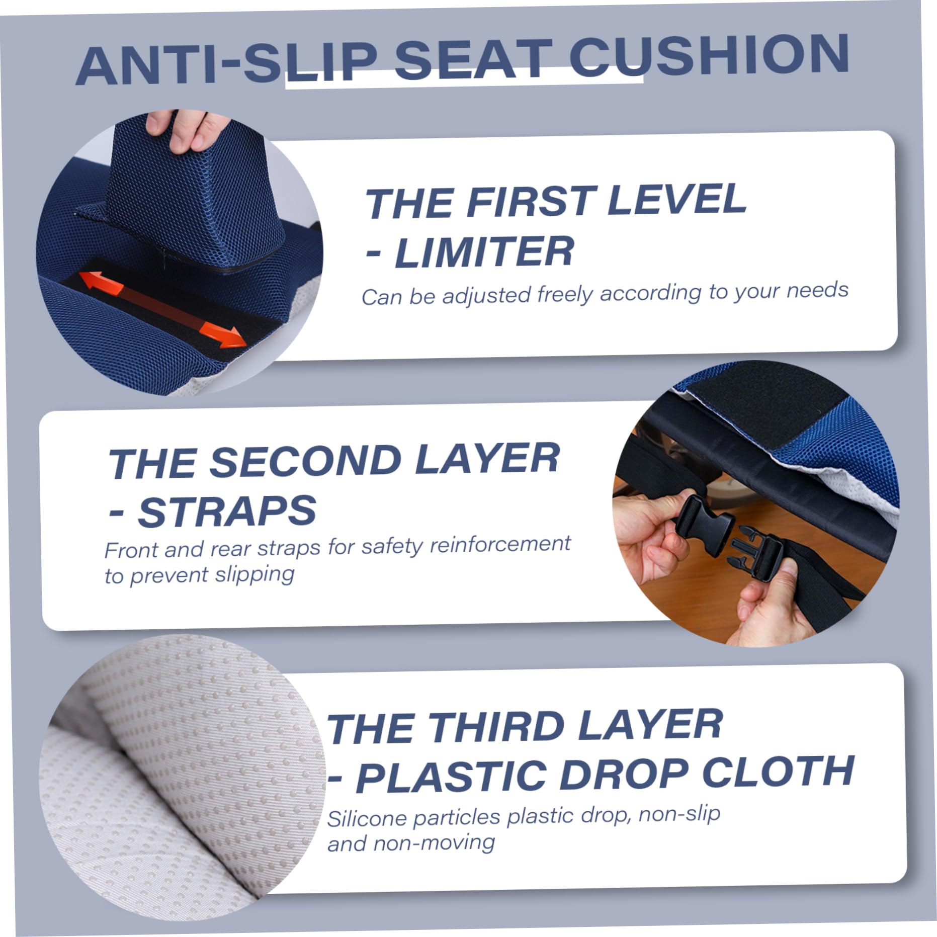 Cojines para sillas de ruedas Cojín de asiento de cuña con pomo transpirable Almohadilla de asiento de cuña antideslizante con correas de seguridad para personas mayores Alivio de presión y preve.