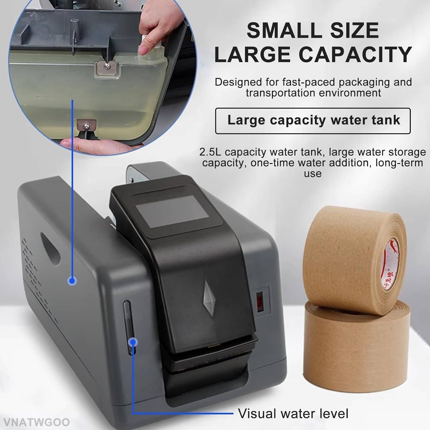 Taglierina per nastro di carta, dispenser automatico di nastro attivato dall'acqua con touch screen per nastro attivato dall'acqua da 30-100 mm, efficiente e facile da usare