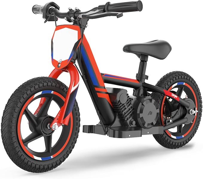 Lightweight Electric Dirt Bike for Kids,170W Racing Motorcycle for Ages 3-6, Detachable Battery, Adjustable Seat, Safe Speeds Up to 10 MPH, Mini Motocross Bike 12" Off Road Tires, Red