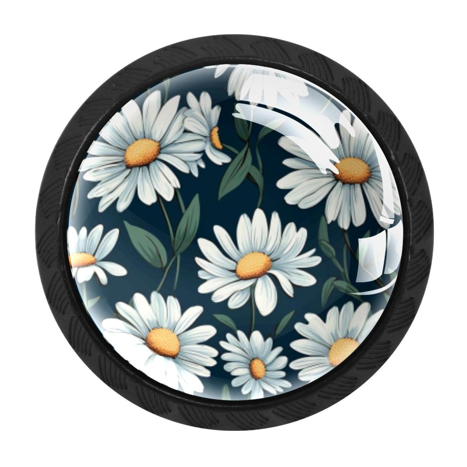 Chenzzzz Multicolored 20 4 Pieces Daisy Drawer Knobs, 35Mm Black Cabinet Knobs, Drawer Pulls And Knobs, Dresser Drawer Knobs, Cabinet Hardware Kitchen Cabinet Knobs
