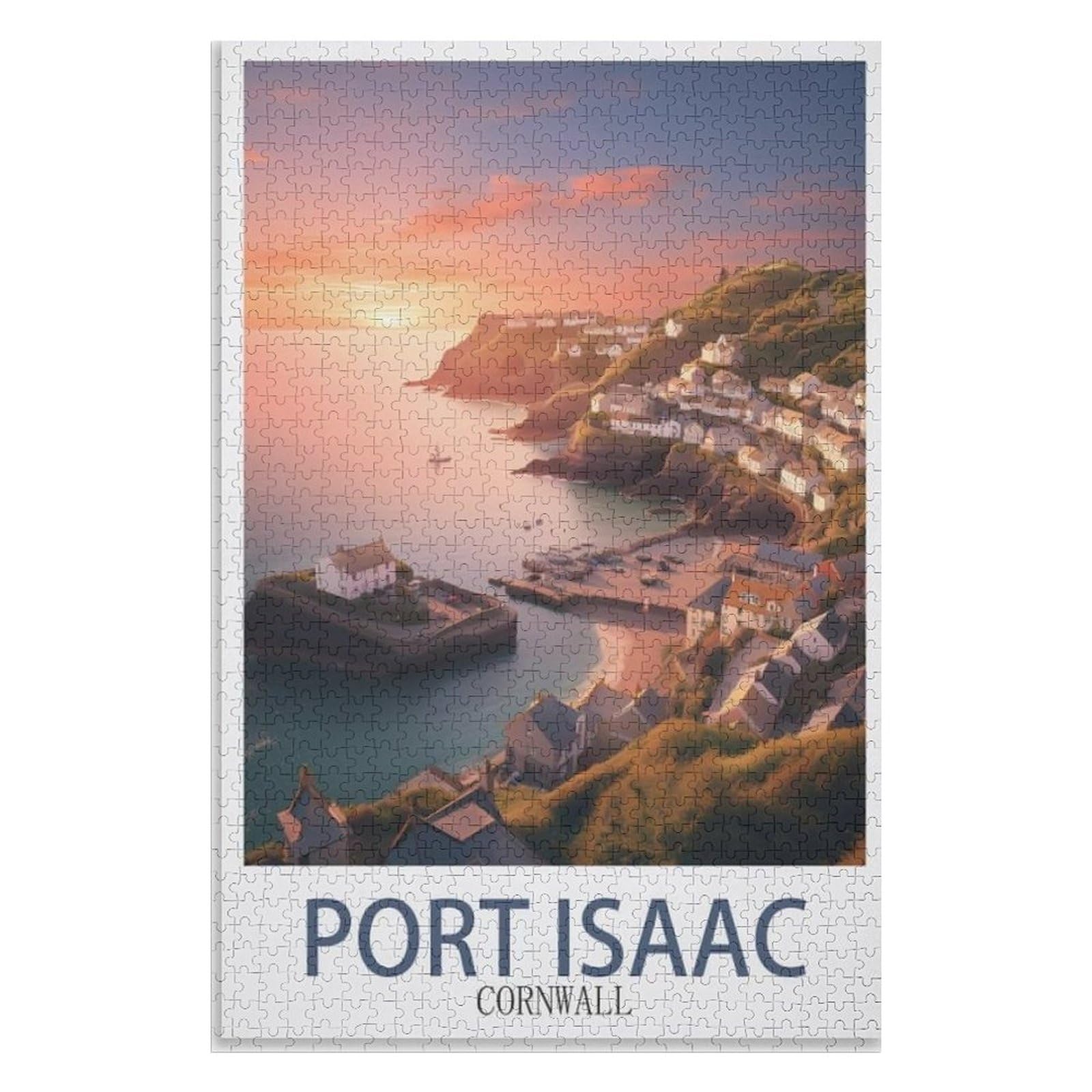 Recreation Suitable for Adults to Reduce Stress，Port Isaac Cornwal，Adults 1000 Piece Jigsaw Puzzle- Christmas，38x26，paper puzzle，AA-975
