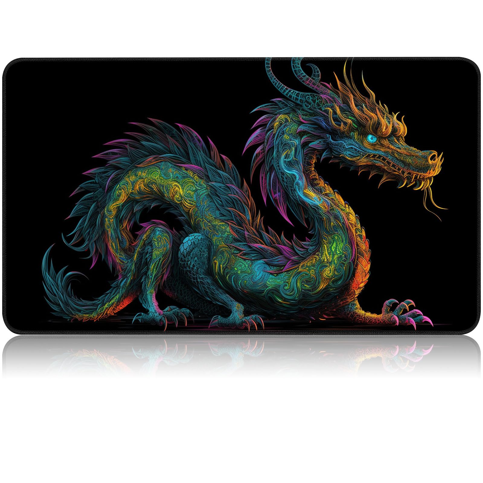 for MTG Game Playmat, for Magic TCG Rubber Play mat,Tabletop Card Playmats with Smooth Surface,Trading Card Inked Game Mat,Battle Game,Colorful Dragon — image 1