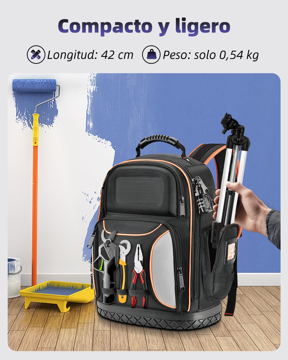 Trípode de Aluminio Ligero para Nivel Láser, 137 cm de Altura Ajustable, 0.54 kg, con Nivel de Burbuja y Placa Rápida 1/4"-20, para Construcción y Bricolaje