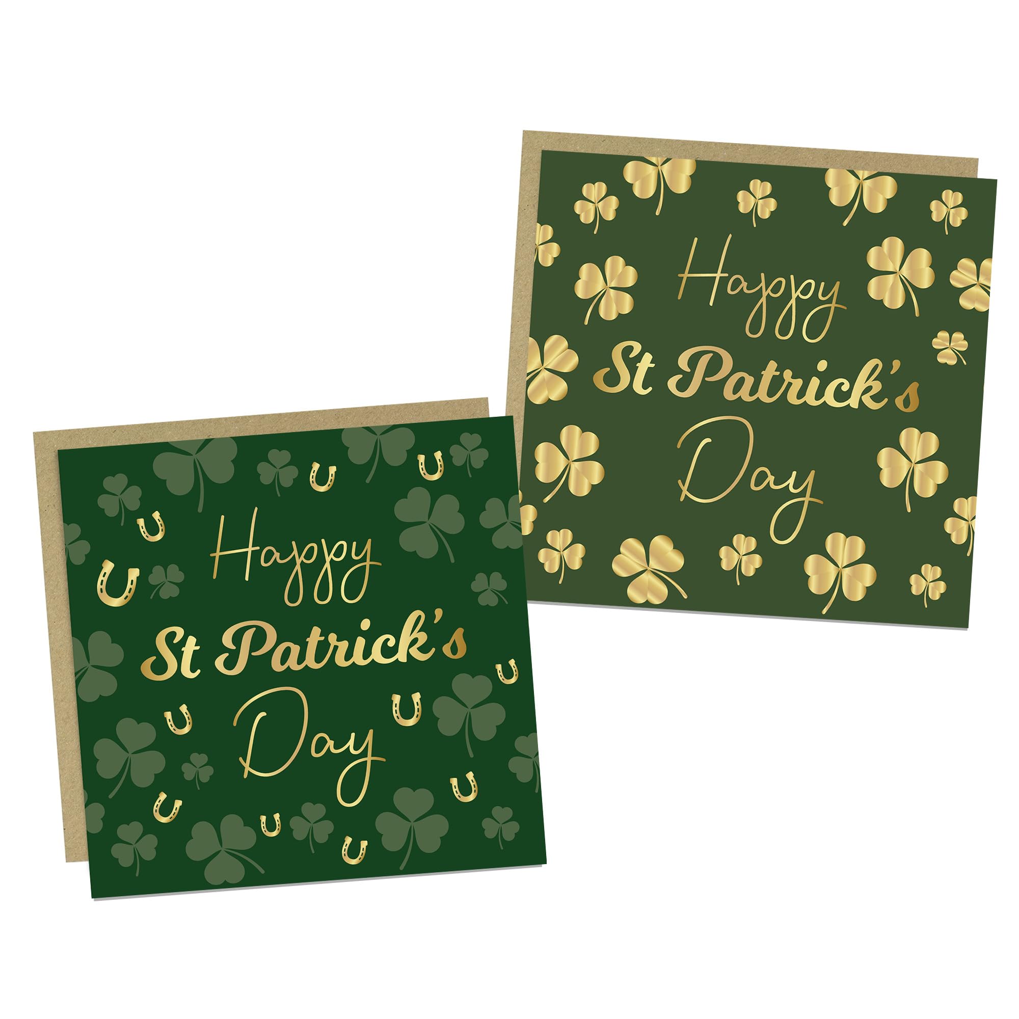 RED OCEAN St Patricks Day Card Pack of 2 - Happy St Patricks Day, Irish Shamrock for Best Friend, Husband, Wife, St Paddy's Day Card, St Patrick's Day Cards - 145x145mm Cards With Envelopes