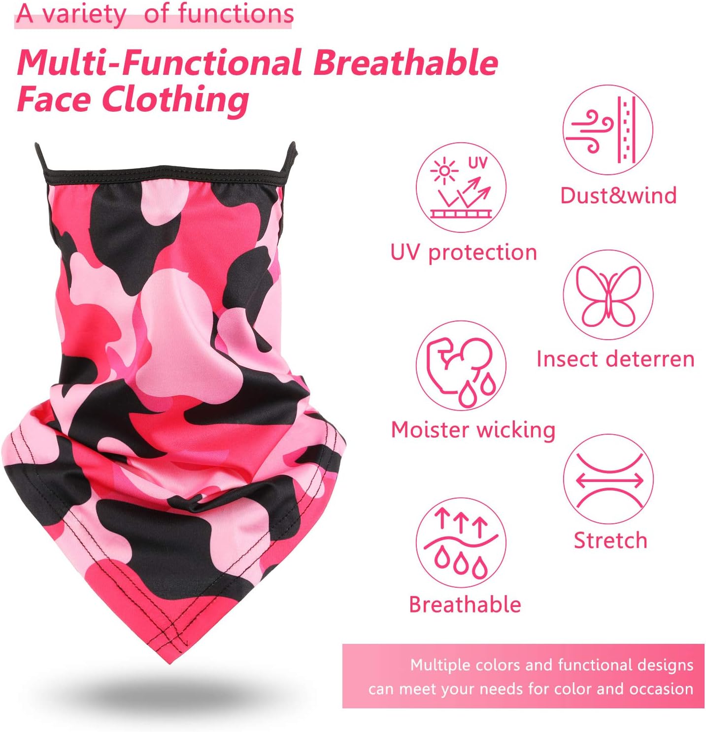 6 Pieces Kids Neck Gaiters with Ear Loops Breathable Kids Face Bandana Kids Scarf Bandanas Dust Wind Balaclava for Boys Girls (Camouflage Black and Red): Clothing, Shoes & Jewelry