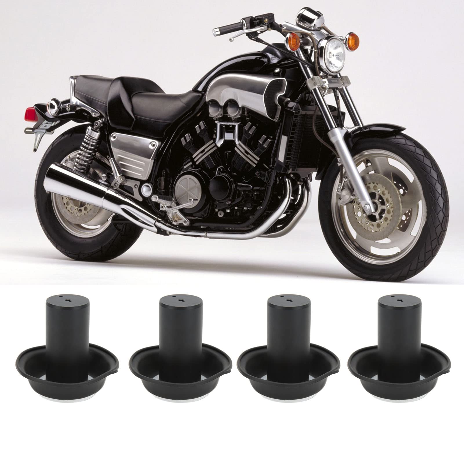 Tbest Kit de Diafragmas de Vacío de émbolo de Carburador, 4 Juegos de émbolo de Diafragmas de Vacío de Carburador de Repuesto para Vmax 1200 VMX1200 1985‑2007