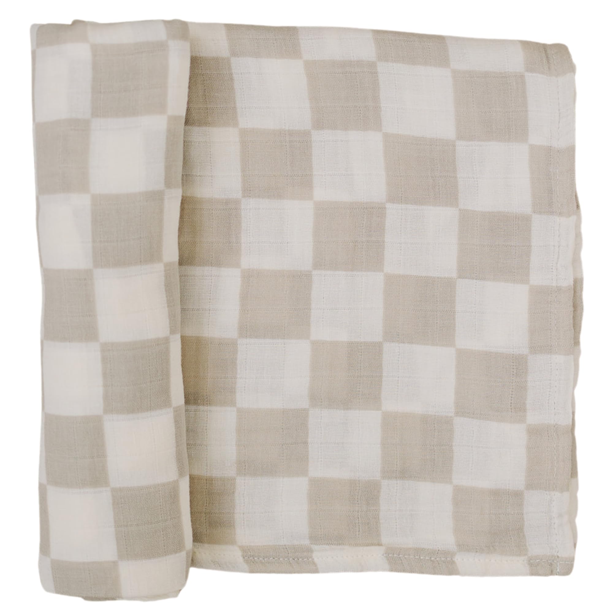 Mebie Baby Taupe Checkered Muslin Swaddle, Modern and Neutral Swaddle Blanket for Baby Girl or Boy, Soft Baby Blankets, Newborn Swaddle Blanket, 0-3 Month, Comfy Wrap, Baby Essentials &amp; Gifts