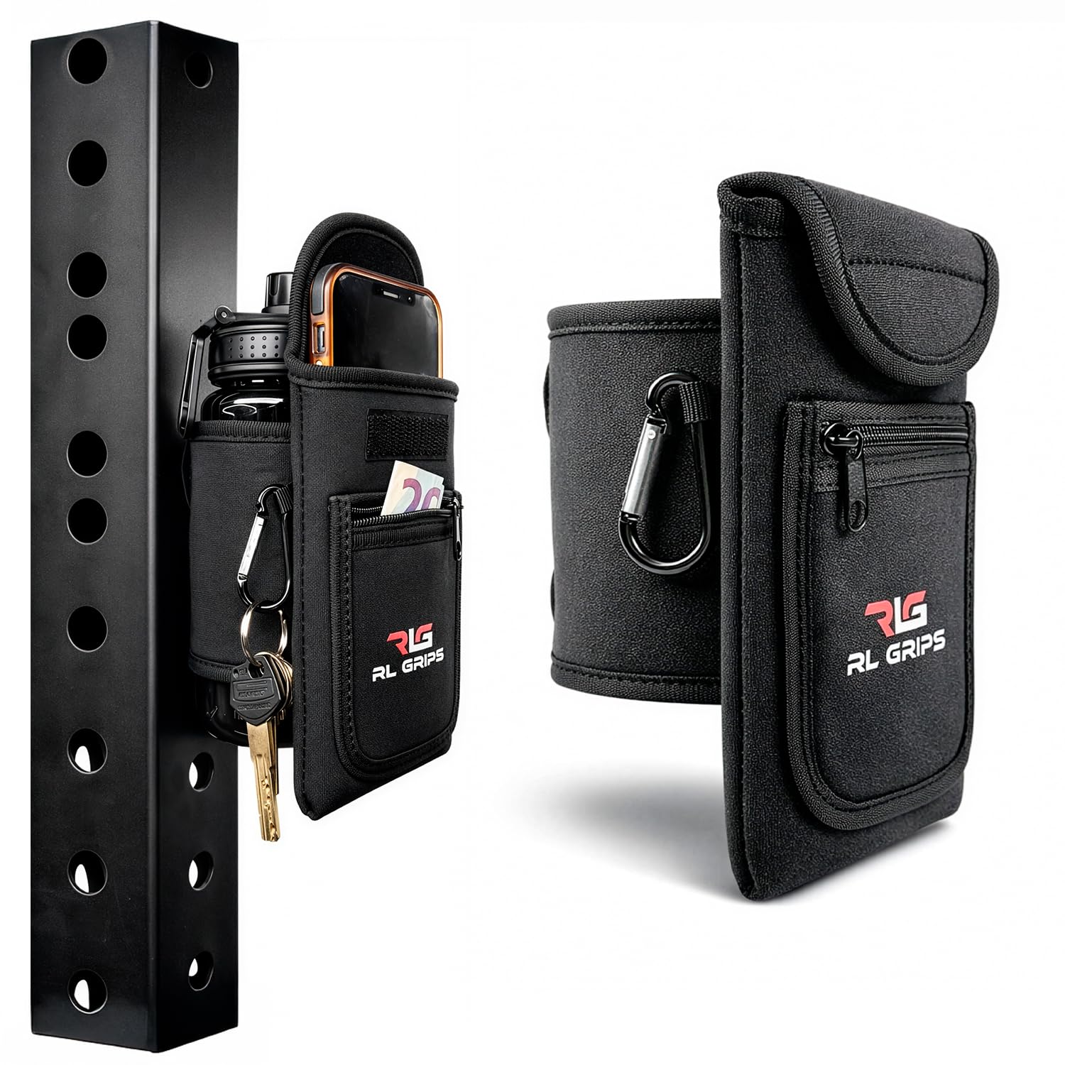 RL Grips - Magnetic Water Bottle Case - Case with Magnets for Bottle, Mobile Phone, Keys and Accessories - Gym Mobile Holder - Magnetic Gym Bag - Ideal for Gym and Crossfit