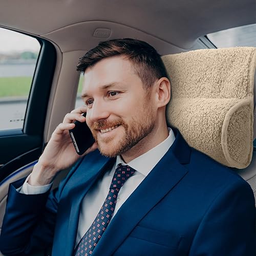 Miniatura 5 de Weysat Almohada para el cuello para silla reclinable, forro polar antideslizante, ajustable, soporte para el cuello, almohada para reposacabezas