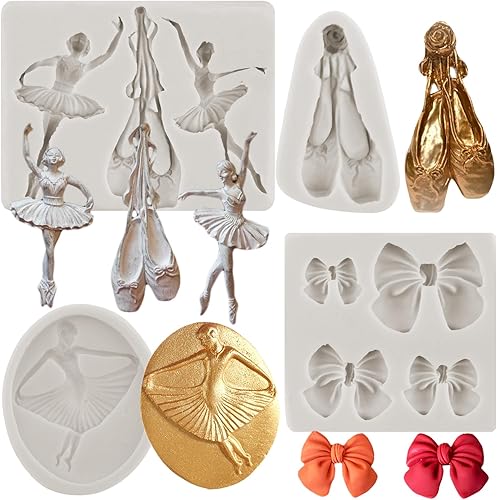Bailarín Zapatos de ballet molde de silicona para marco de fotos, moldes para fondant, mini arco, caramelo, chocolate, moldes de silicona para