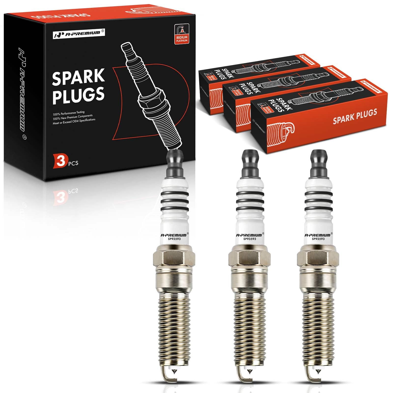 A-Premium Iridium Platinum Spark Plugs Compatible with Ford Focus 2015-2018, Fiesta 2014-2017, EcoSport 2018-2020, 1.0L, Pack of 3-picture-14