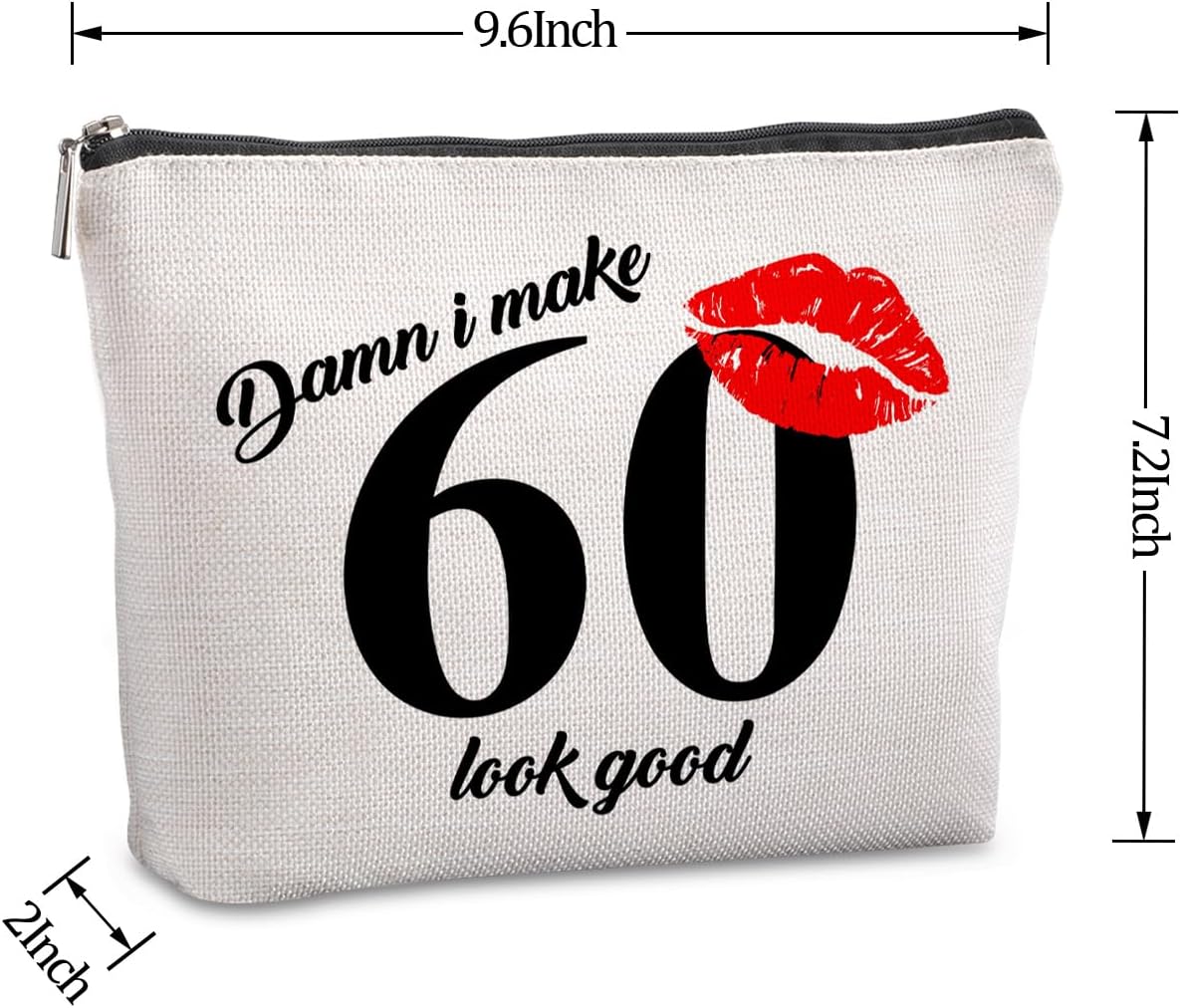 60th Gifts Idea 60th Birthday Gift for Women Travel Makeup Bag Birthday Gifts for 60 Year Old Woman Turning 60 Gifts Woman 60th Birthday Gifts Ideas Cosmetic Bag