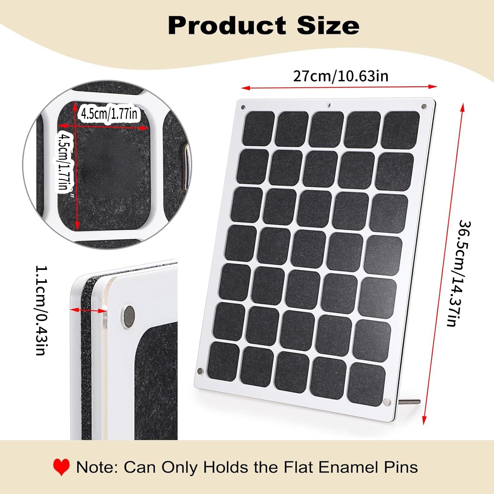 Professionelle emaillierte Pin Organizer, 35 Fächer, transparente, stabile Acryltafel mit abnehmbarer Abdeckung für Sammlungen, Pin Organizer, wandmontierbar