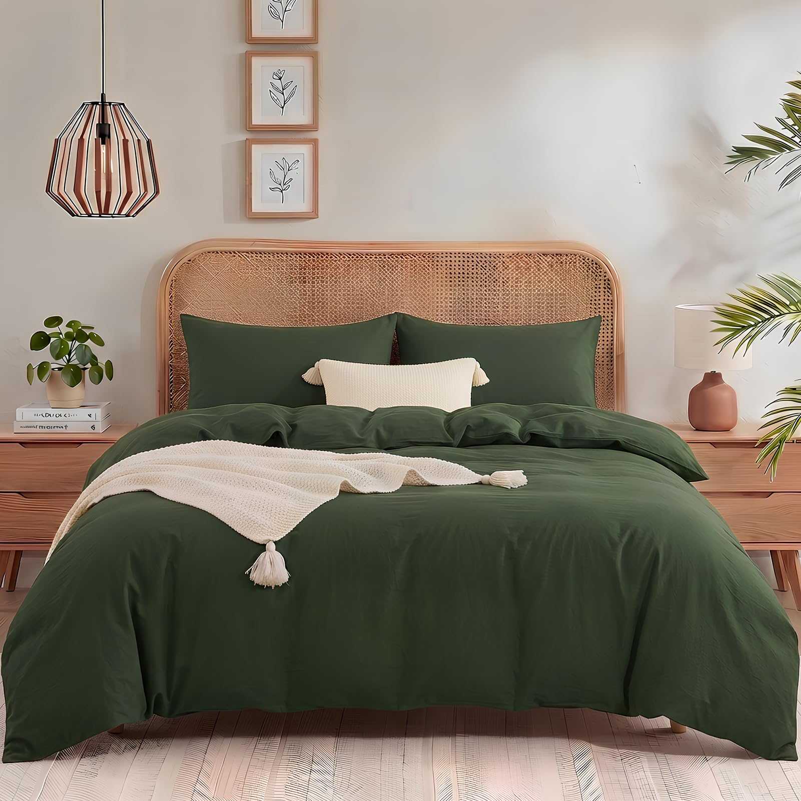 NEXHOME PRO Duvet Cover Full Size, 3 Pieces Cotton Bedding Cover Set